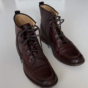 Frye work boots. Leather dark brown. Women’s size 9.  Laces.